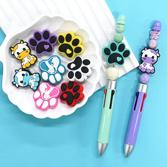 Xiaoyeah Cute Cow Silicone Focal Beads Bulk Pack ([12] Pcs) | DIY Supplies