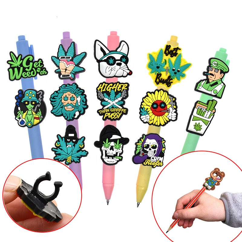 Kawaii Cartoon Pencil Toppers Bulk Set ([13] Pieces) | Durable Soft Rubber Pen Accessories packaging or gift image for cute accessories