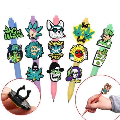 Kawaii Cartoon Pencil Toppers Bulk Set ([13] Pieces) | Durable Soft Rubber Pen Accessories packaging or gift image for cute accessories