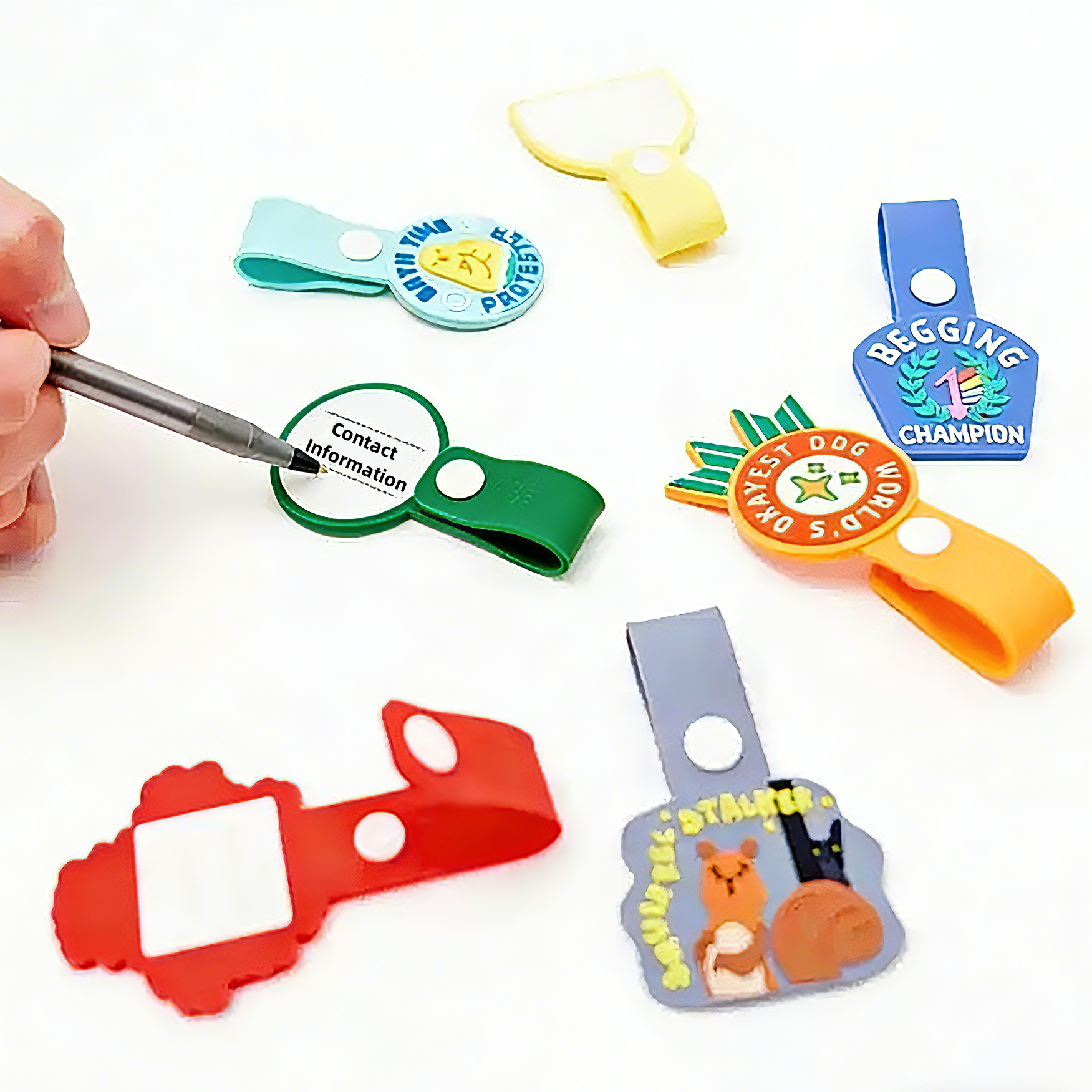 Cartoon Pet ID Tag Bundle ([7] Pack) | Double-Sided Safety Tags with QR Code