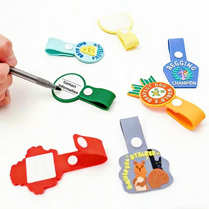 Cartoon Pet ID Tag Bundle ([7] Pack) | Double-Sided Safety Tags with QR Code - close-up detail image for Shopify ecommerce listing