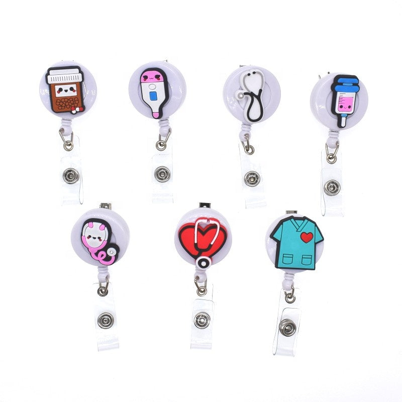 Xiaoyeah Cute Medical Badge Reel Set ([7] Pcs) | 360° Rotatable Clips Bulk Pack size or group view for badges and lanyards