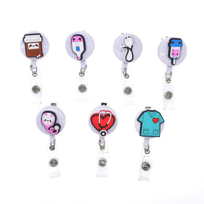 Xiaoyeah Cute Medical Badge Reel Set ([7] Pcs) | 360° Rotatable Clips Bulk Pack size or group view for badges and lanyards