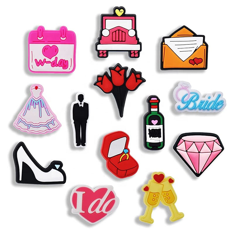 Xiaoyeah Wedding Theme PVC Fridge Magnets Set of [13] | Bridal Shower Decor size or group view for fridge decor