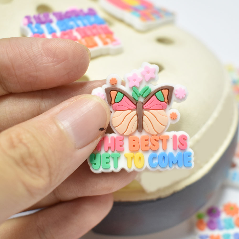 Motivational Letter PVC Shoe Charms Set for Clog Shoes size or group view for clog shoes