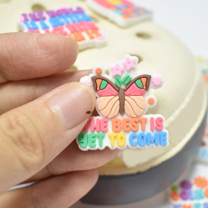 Motivational Letter PVC Shoe Charms Set for Clog Shoes size or group view for clog shoes