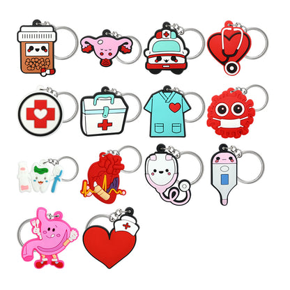 [Ready to Ship] Medical Hero PVC Keychains Set of [14] | Doctor & Nurse Bag Charms size or group view for bags and keys