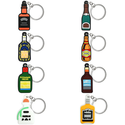 Cute 3D Bottle Keychains Set for Backpacks ([8] Pcs) | Ready to Ship Bundle close-up detail image for bags and keys