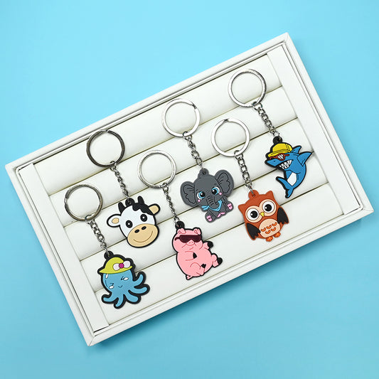 Cute 3D Animal PVC Keychains Assorted Bundle ([6] Pcs) | Bag & Key Charms