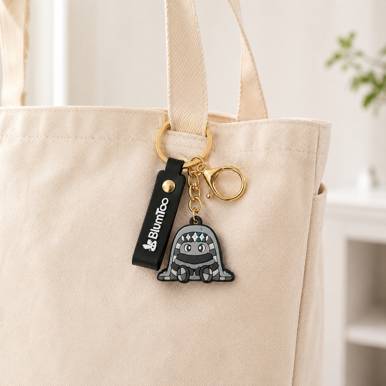 Blumtoo Pink Bunny PVC Keychain with Wrist Strap lifestyle image