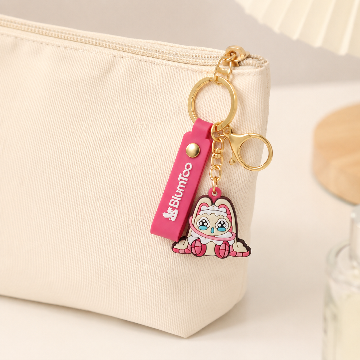 Blumtoo Pink Bunny PVC Keychain with Wrist Strap main product image