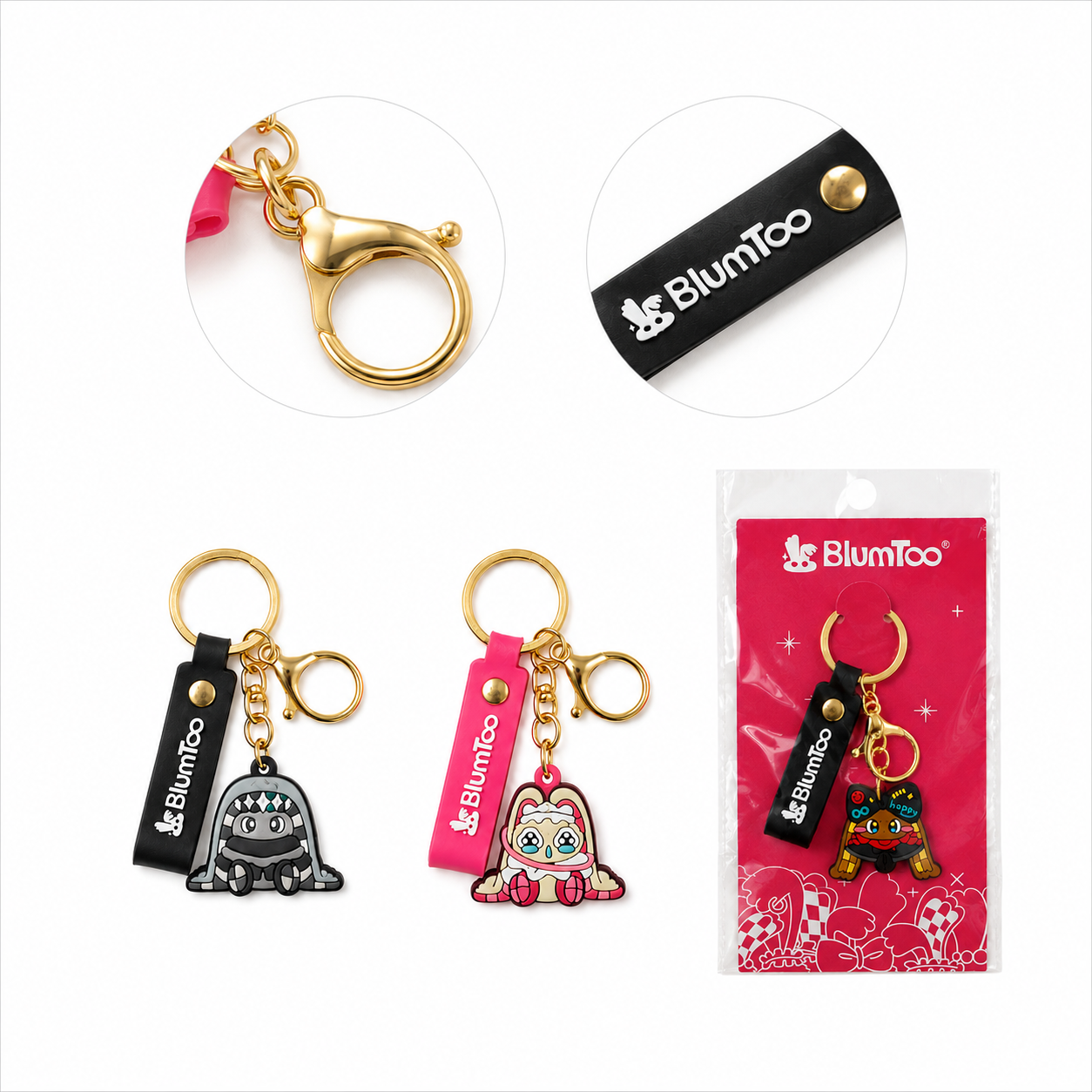 Blumtoo Pink Bunny PVC Keychain with Wrist Strap bag accessory image