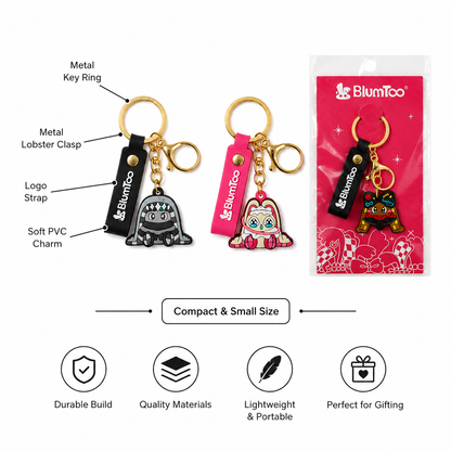Blumtoo Pink Bunny PVC Keychain with Wrist Strap hardware detail image