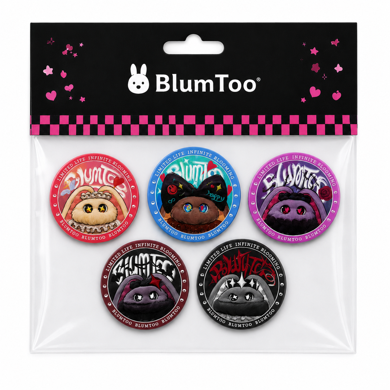 Blumtoo Gothic Bunny PVC fridge magnets set of five