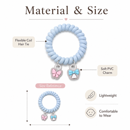 Pastel Spiral Coil Hair Tie with Kawaii PVC Charm