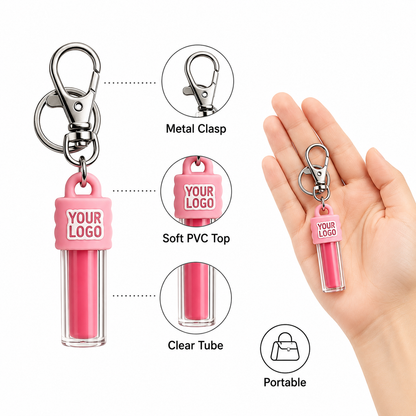 Silicone Anti-Dust Lip Gloss Cap Keychain