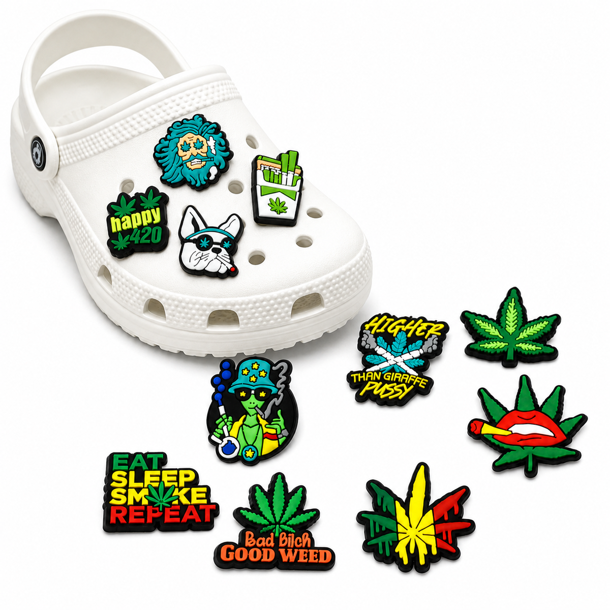 Green Weeds Plant PVC Shoe Charms for Clogs