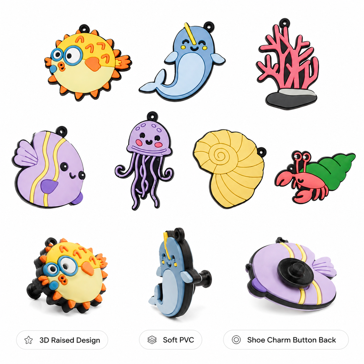 Cute Marine Animal PVC Shoe Charm