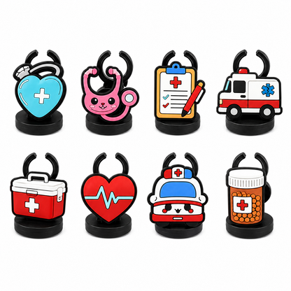 Cartoon Virus & Bacteria PVC Stethoscope Charm