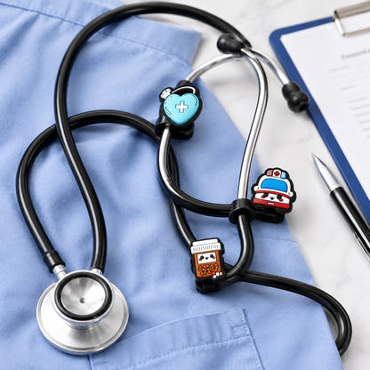 Cartoon Virus & Bacteria PVC Stethoscope Charm