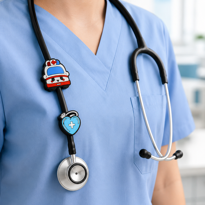 Cartoon Virus & Bacteria PVC Stethoscope Charm