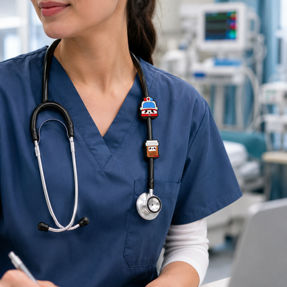 Cartoon Virus & Bacteria PVC Stethoscope Charm