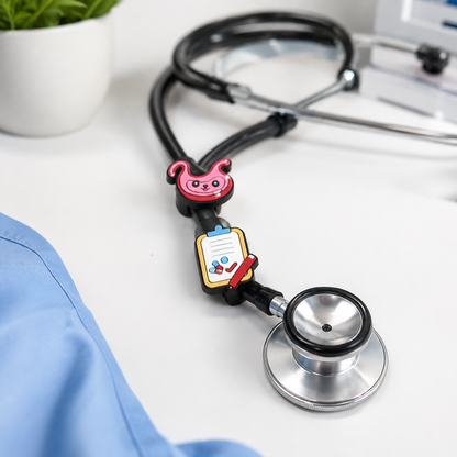 Cartoon Virus & Bacteria PVC Stethoscope Charm