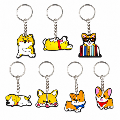 Cute Corgi 2D PVC Keychain