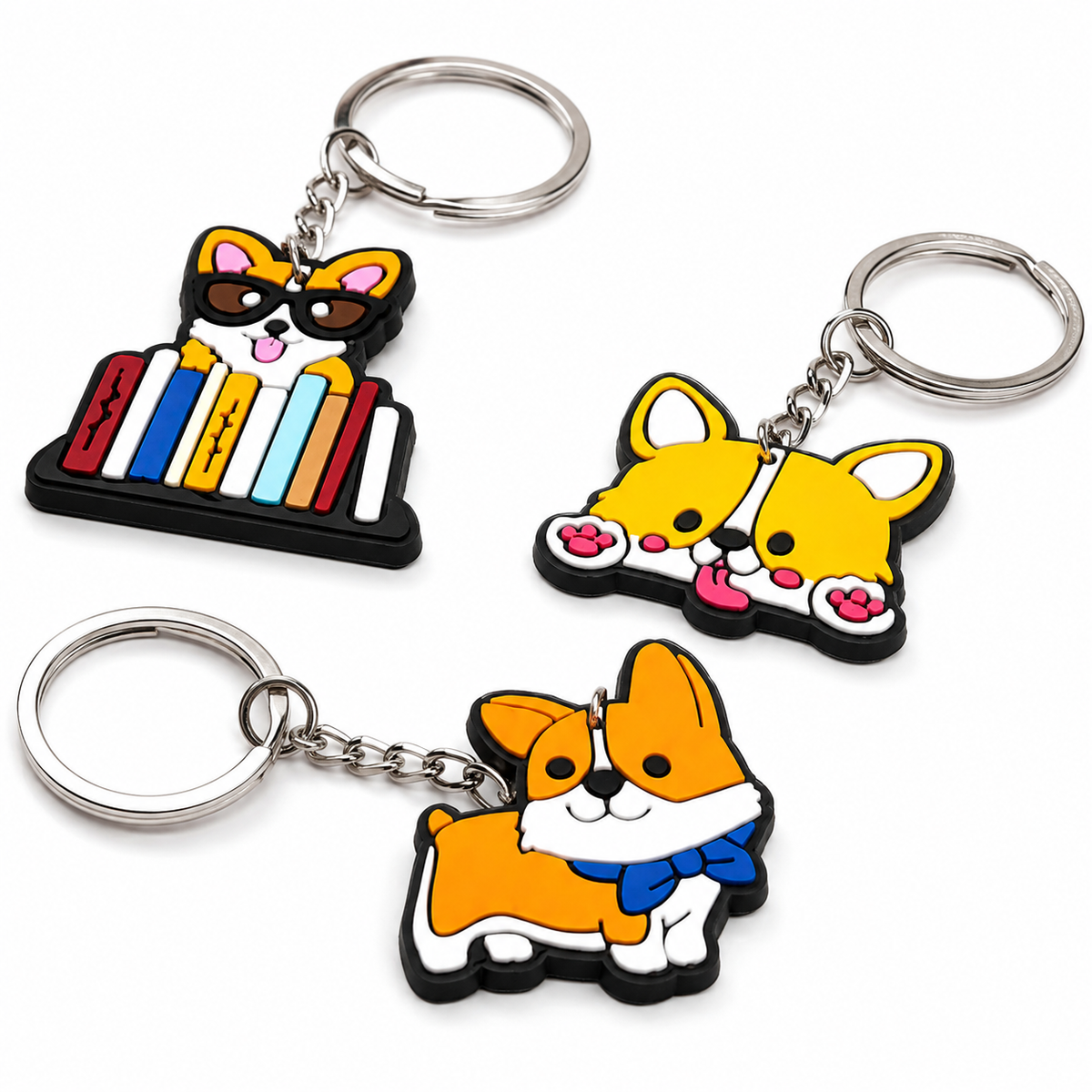 Cute Corgi 2D PVC Keychain