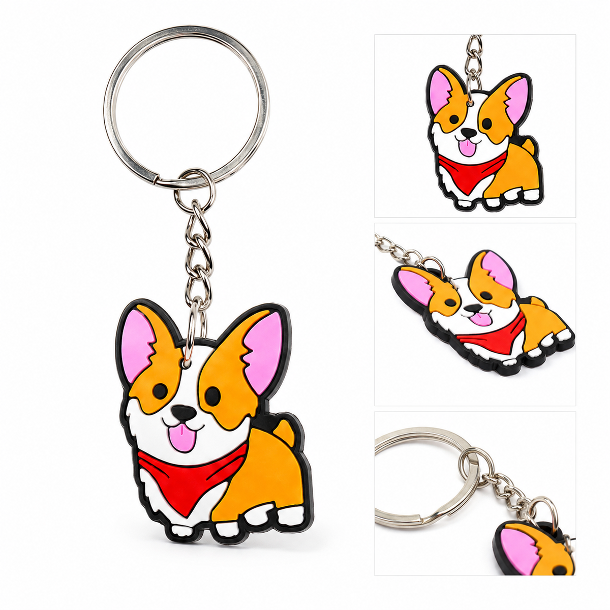 Cute Corgi 2D PVC Keychain