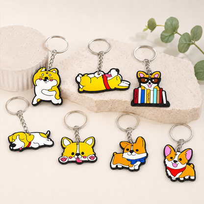 Cute Corgi 2D PVC Keychain