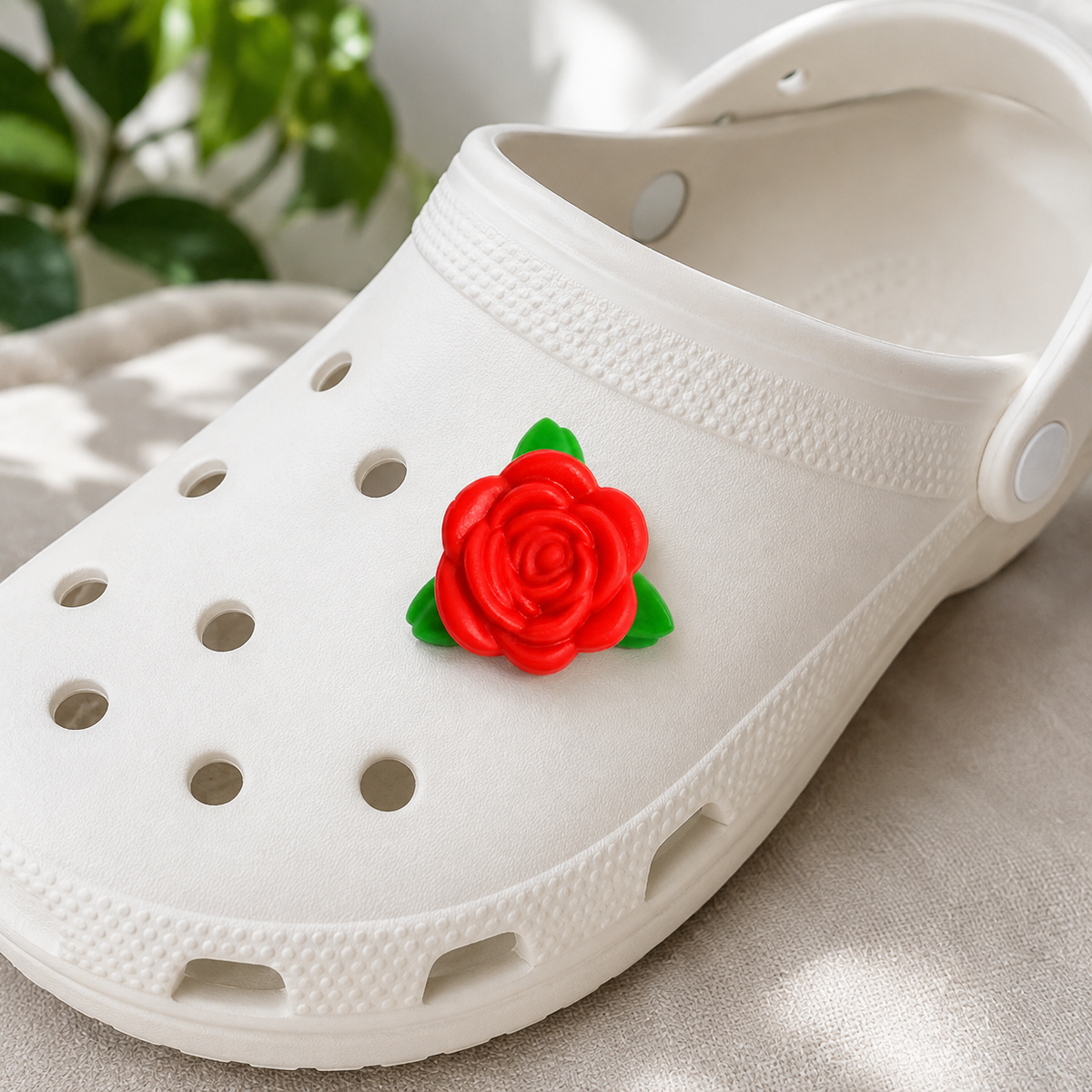 Red Rose PVC Shoe Charm for Foam Clogs