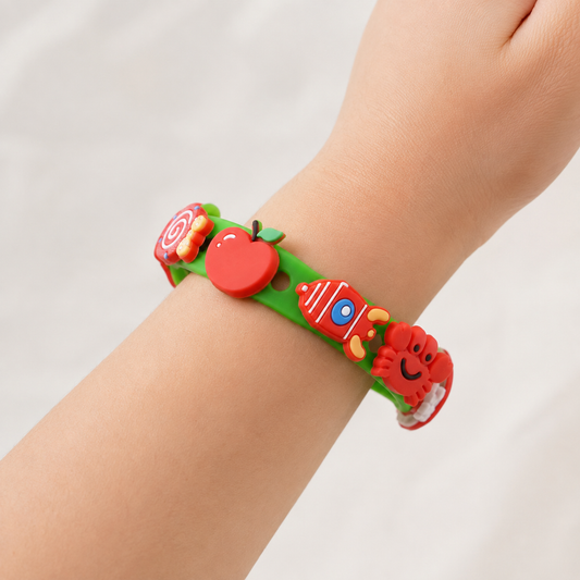 Adjustable soft PVC wristband charms in colorful designs