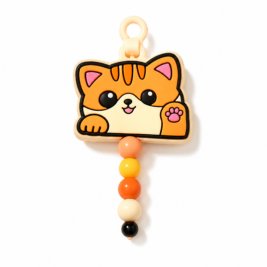 Kawaii Cartoon Pocket Mirror with Beaded PVC Pendant