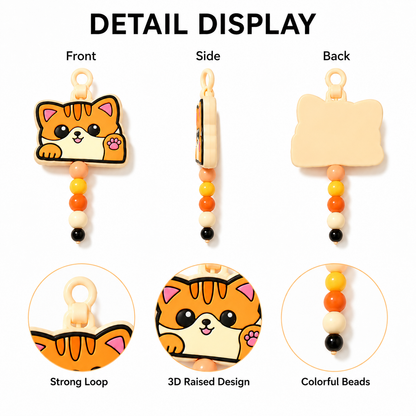 Kawaii Cartoon Pocket Mirror with Beaded PVC Pendant