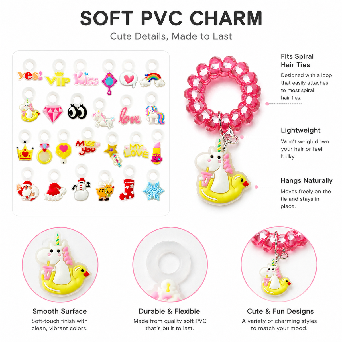 Colorful Butterfly PVC Hair Tie Charm