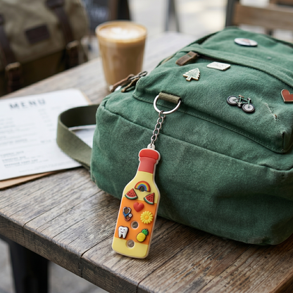 Cute Water Bottle Keyrings Bundle ([6] Pcs) | Soft Rubber Charms main product image for bags and keys