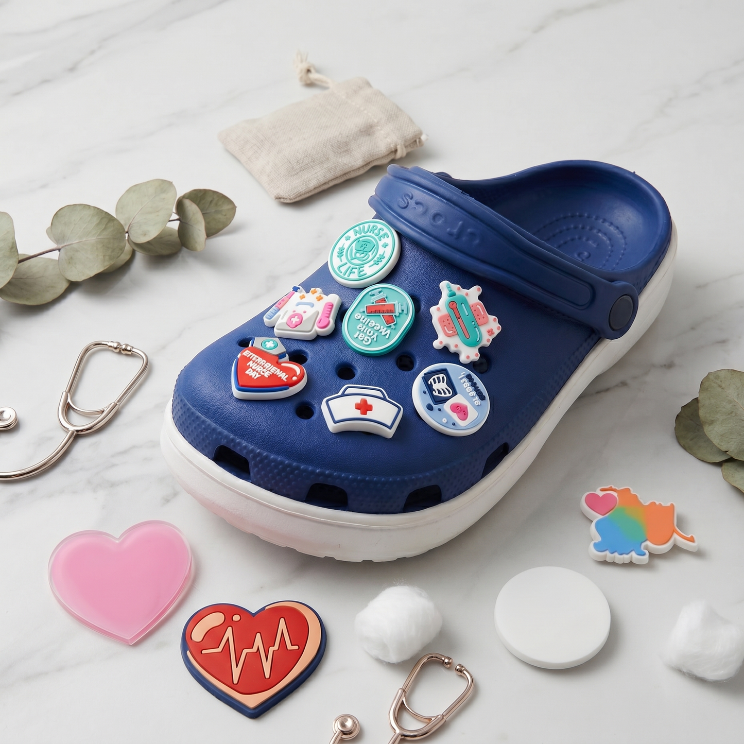 [Ready to Ship] Medical and Nurse Clog Charms Set close-up detail image for clog shoes
