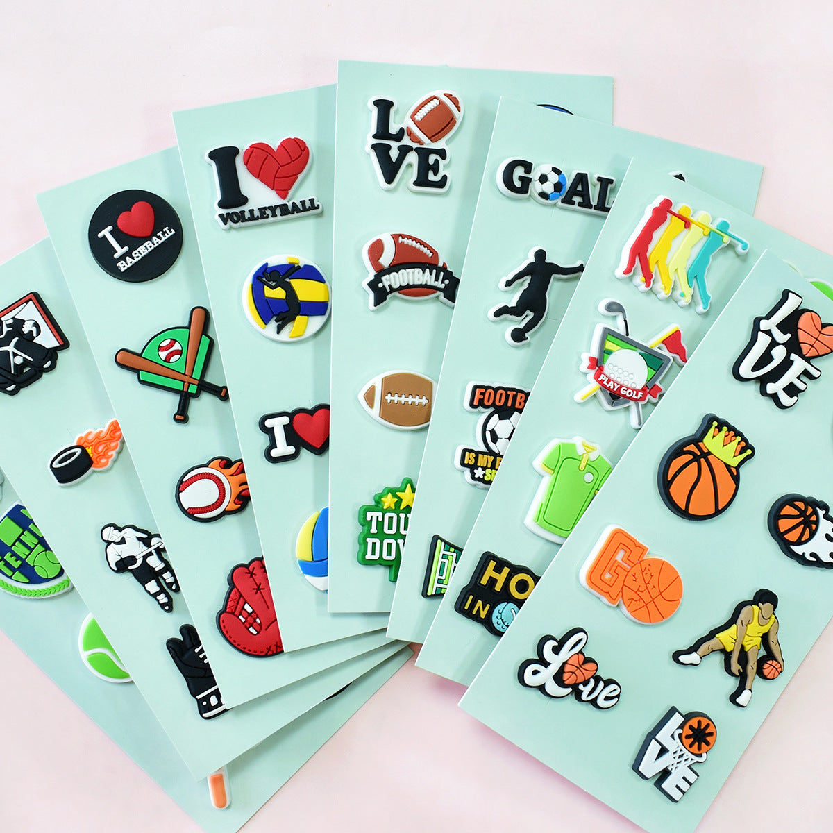 Sports PVC Shoe Charms Set for Football and Baseball Clog Shoes lifestyle product image for clog shoes
