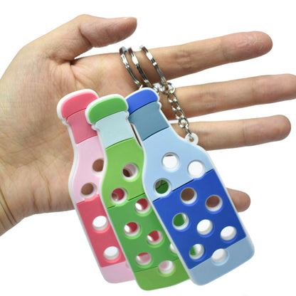 Cute Water Bottle Keyrings Bundle ([6] Pcs) | Soft Rubber Charms size or group view for bags and keys