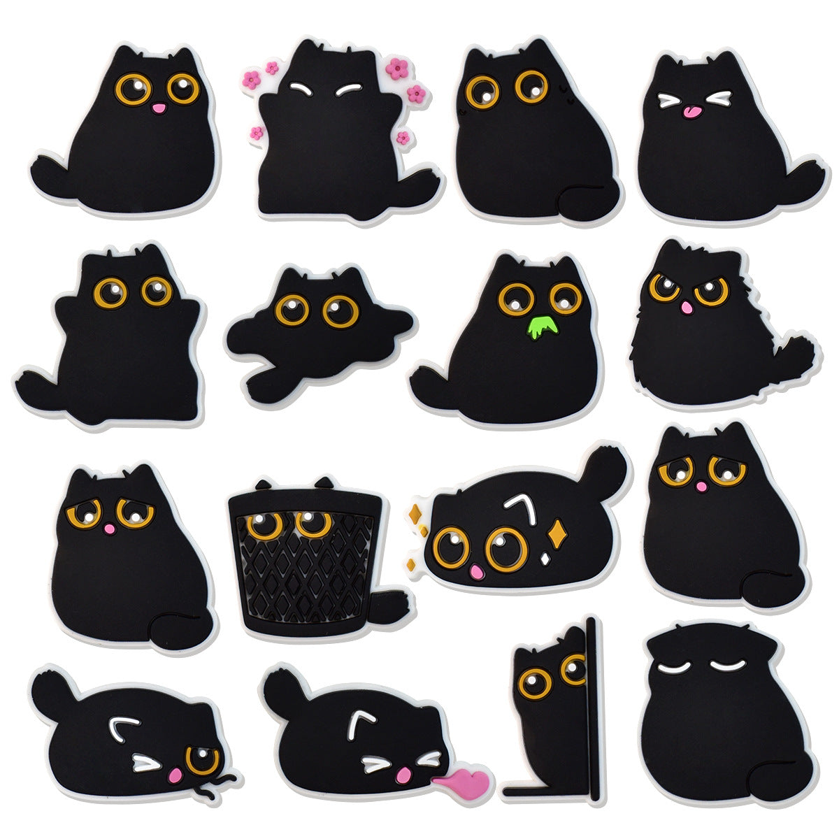 Cute Black Cat PVC Shoe Charms Set for Foam Clogs lifestyle product image for clog shoes