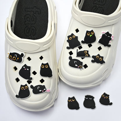 Cute Black Cat PVC Shoe Charms Set for Foam Clogs packaging or gift image for clog shoes
