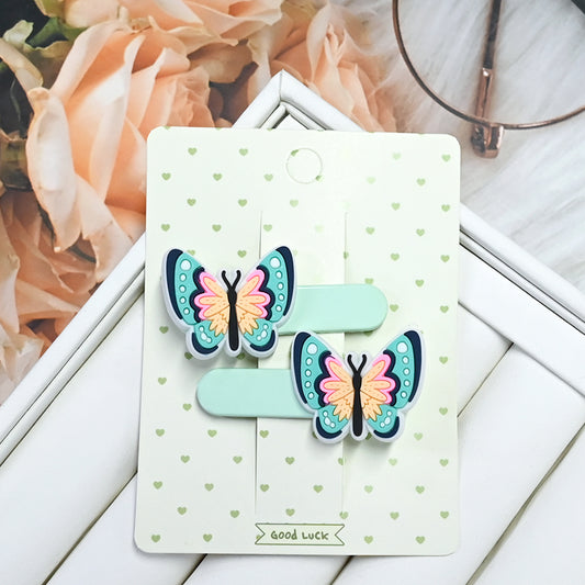 Cute cartoon flower PVC hair clip charm set