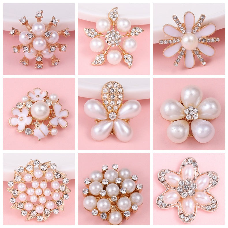 Floral Pearl Rhinestone Shoe Charms Set for Clog Shoes close-up detail image for clog shoes
