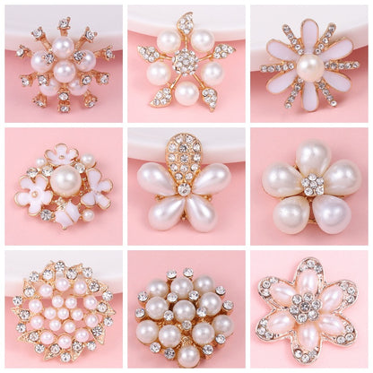 Floral Pearl Rhinestone Shoe Charms Set for Clog Shoes close-up detail image for clog shoes