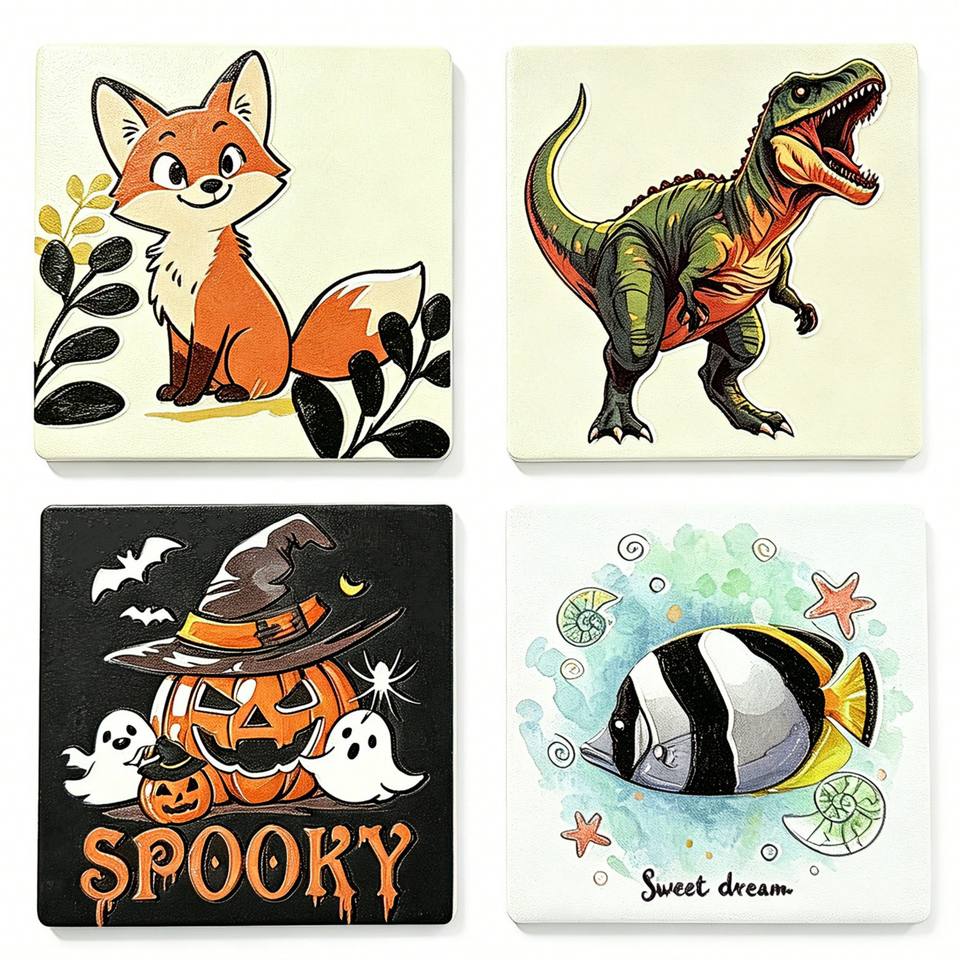4-Piece Cartoon Fridge Magnet Set
