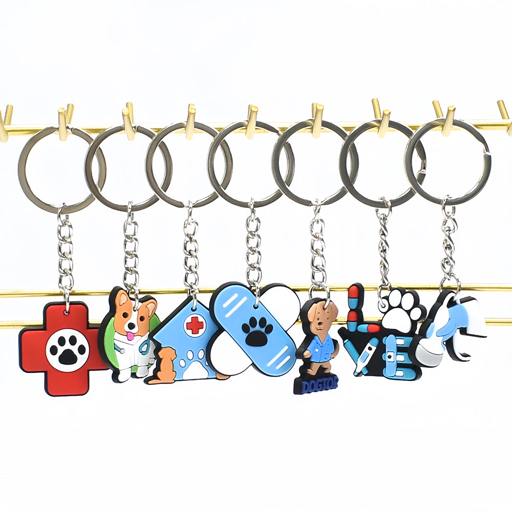 Durable Medical PVC Keychains Bundle ([7] Pcs) | 3D Healthcare Charms lifestyle product image for bags and keys