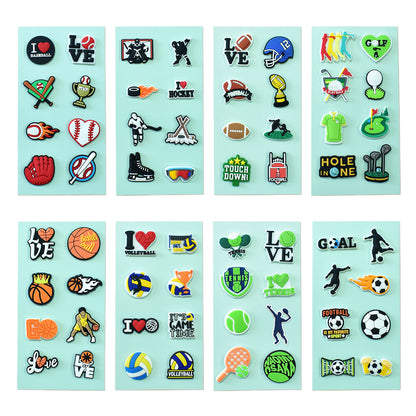 Sports PVC Shoe Charms Set for Football and Baseball Clog Shoes size or group view for clog shoes
