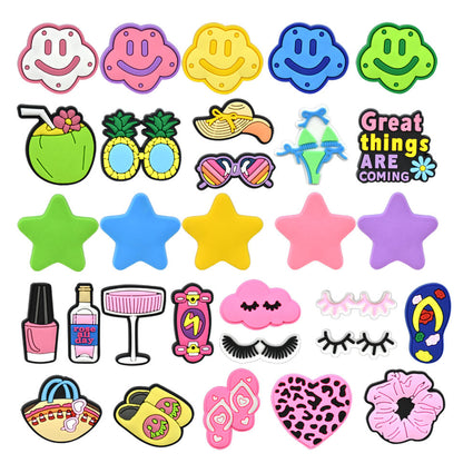 Colorful 30-Piece Soft PVC Clog Charm Set