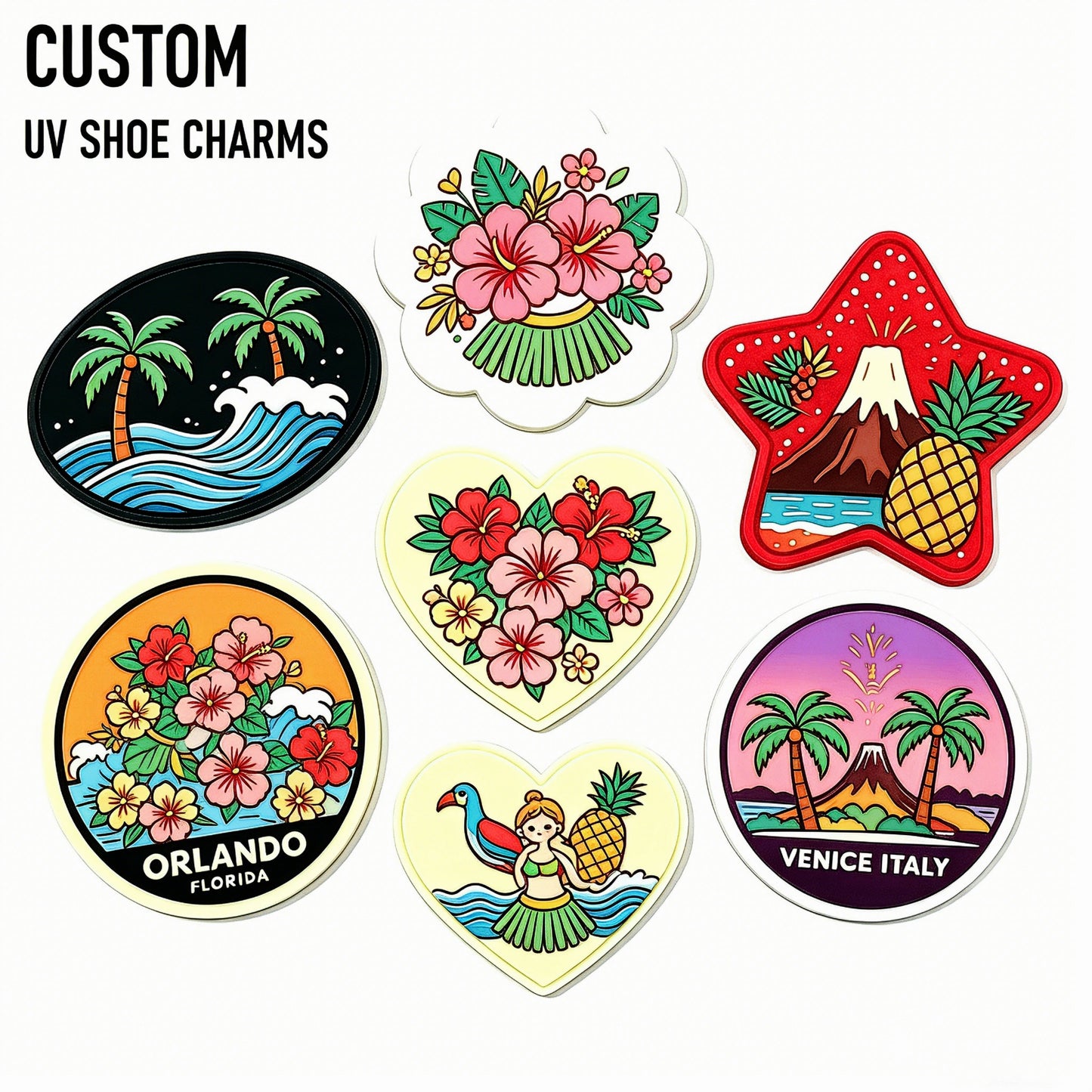 Designer Hawaii Beach PVC Shoe Charms - Premium Clog Decoration Accessories